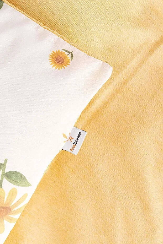 Ayçiçeği Pötikareli Çift Kişilik Nevresim Takımı Pamuklu